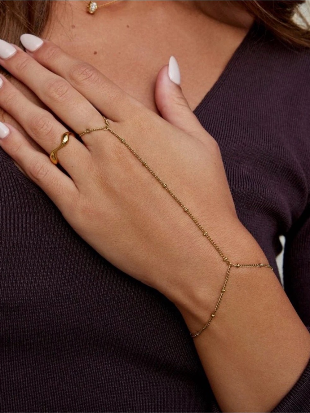 Delicate Gold Hand Chain Bracelet - Women Jewelry
